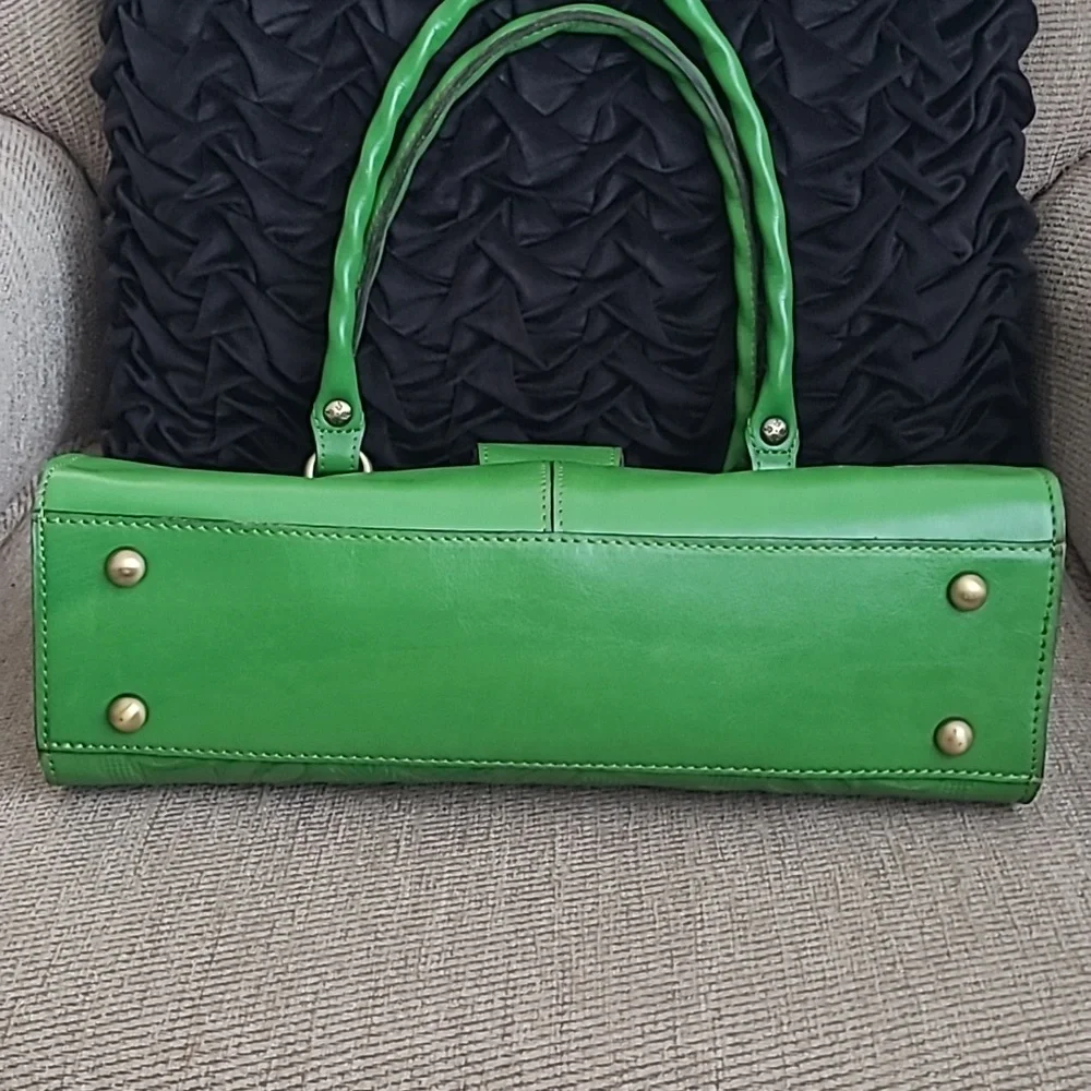 PATRICIA NASH ROSINA FOLIAGE GREEN GENUINE LEATHER SATCHEL